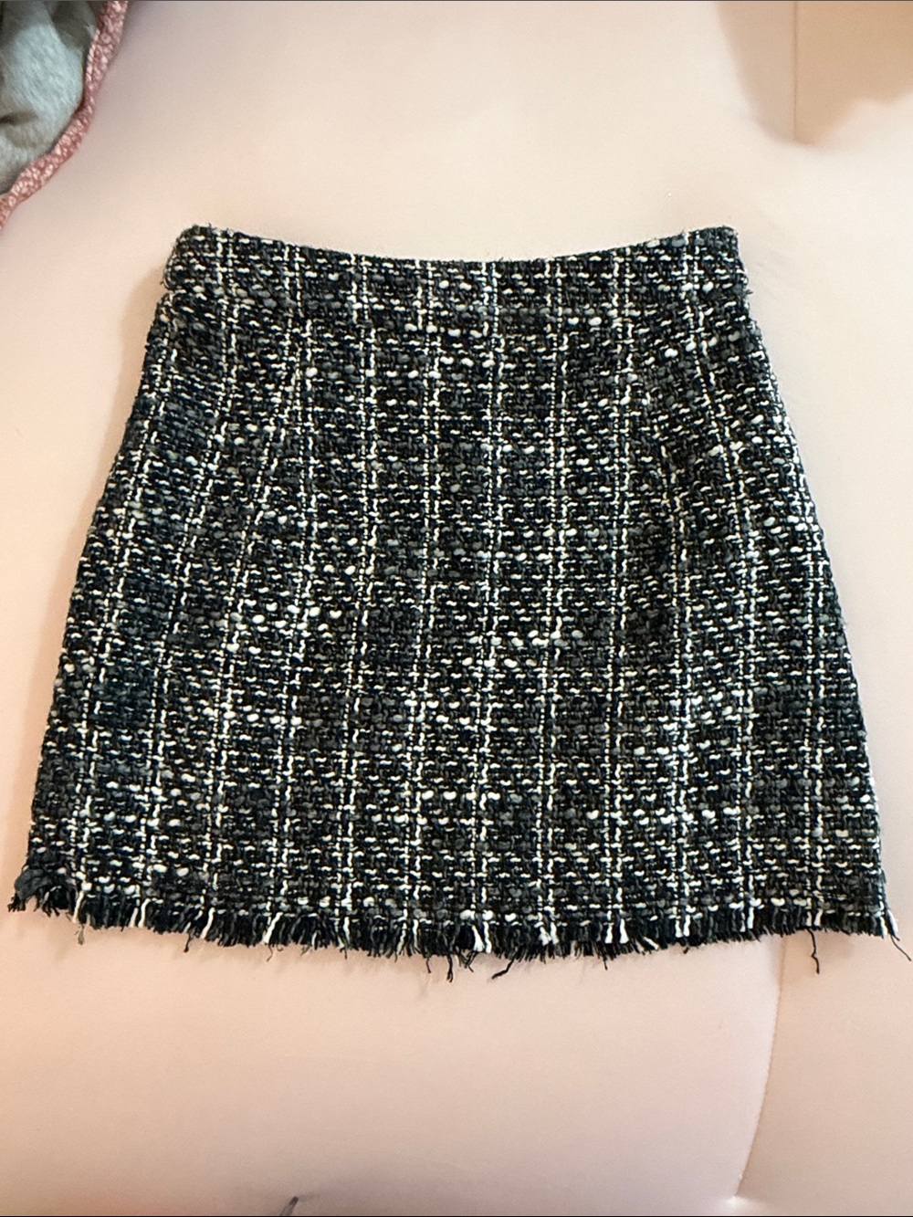 Classic Black & White Tweed Mini Skirt